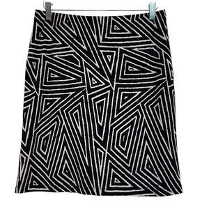 Karen Kane Black & White Geometric Knit Pull-On Pencil Skirt Women's Size M